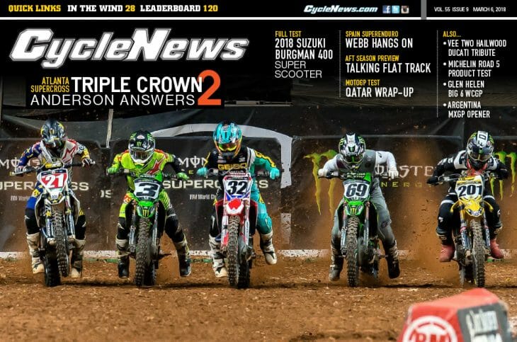 Cycle News Magazine #9: Atlanta Supercross, AFT Preview, Suzuki Burgman 400 Test...