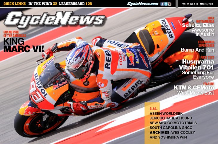 Cycle News Magazine #16: COTA MotoGP, Foxborough Supercross, Husqvarna Vitpilen 701 Test...