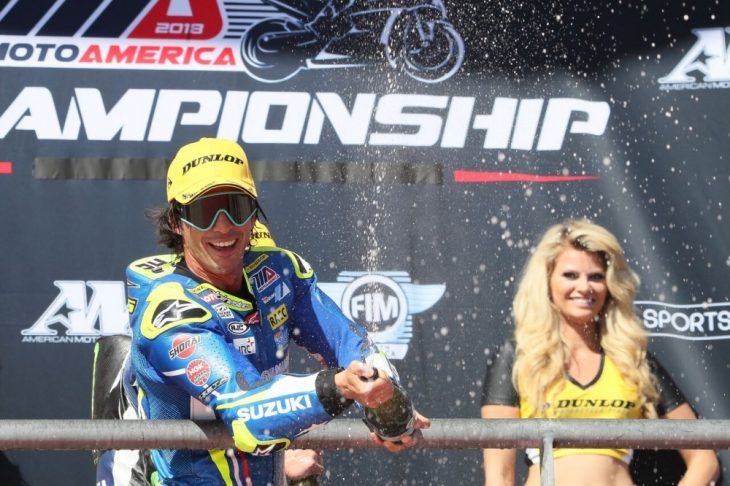 toni elias celebrates 2018 COTA MotoAmerica Superbike race 2 win