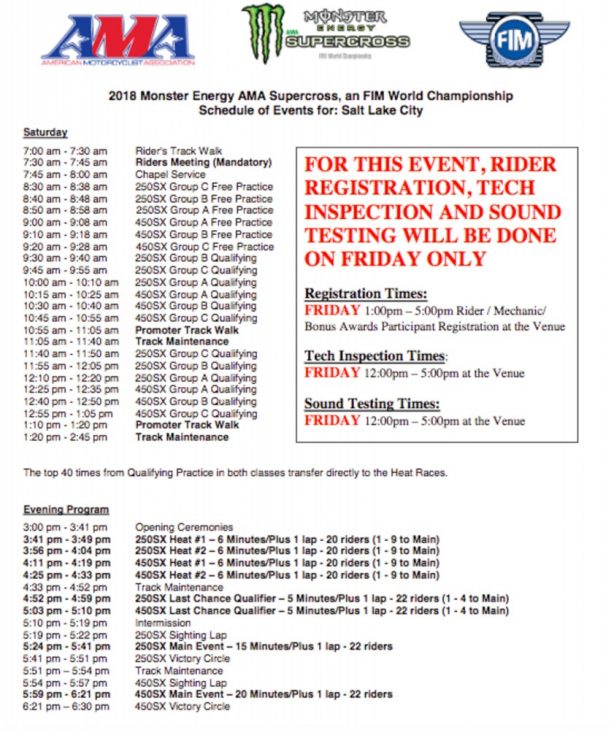 Salt Lake Supercross Pre-Race Notes