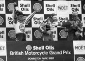 Rainey on the podium at the 1988 British GP
