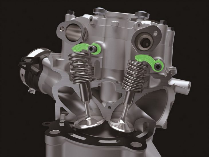 The 2019 KX450F gets a more efficient valvetrain.