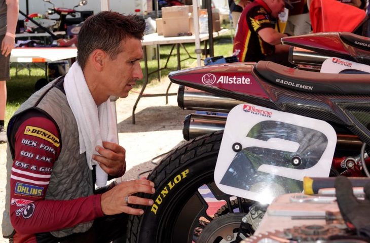Kenny Coolbeth checking over his Indian FTR750