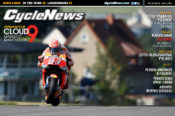Marc Marquez is pictured on the front page of Cycle News.