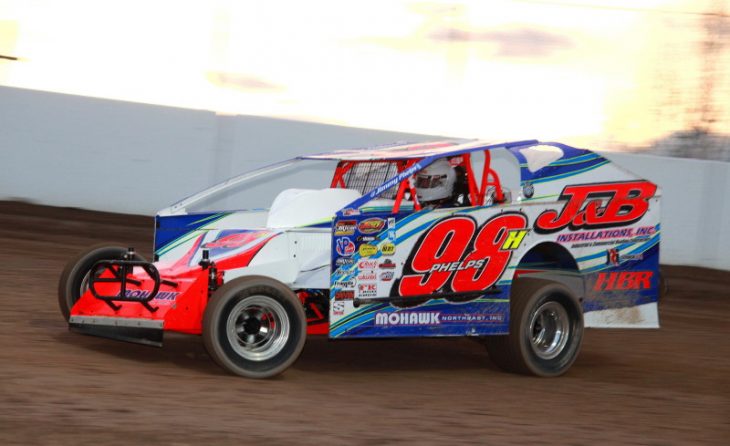 Mees and Weedsport’s Phelps to trade vehicles at New York Short Track Kickoff Party Fri., July 6 – Phelps on Mees’ FTR750, Mees in Phelps’ Dirt Mod race car! Photo Credit: Jim Phelps