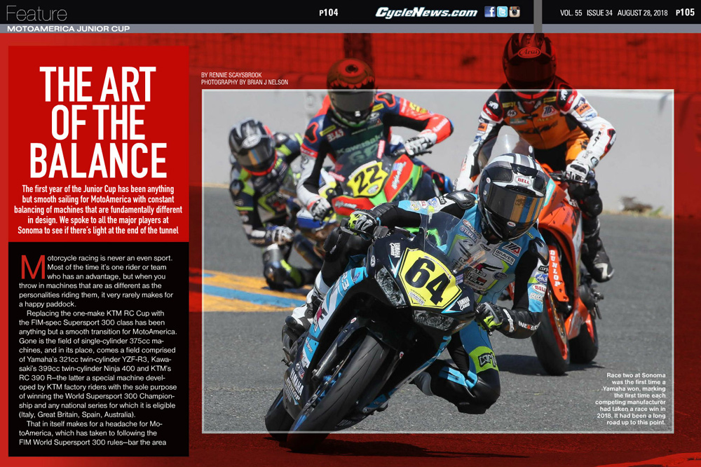 Race two at Sonoma was the first time a Yamaha won, marking the first time every competing manufacturer had taken a race win. It had been a long road up to this point.