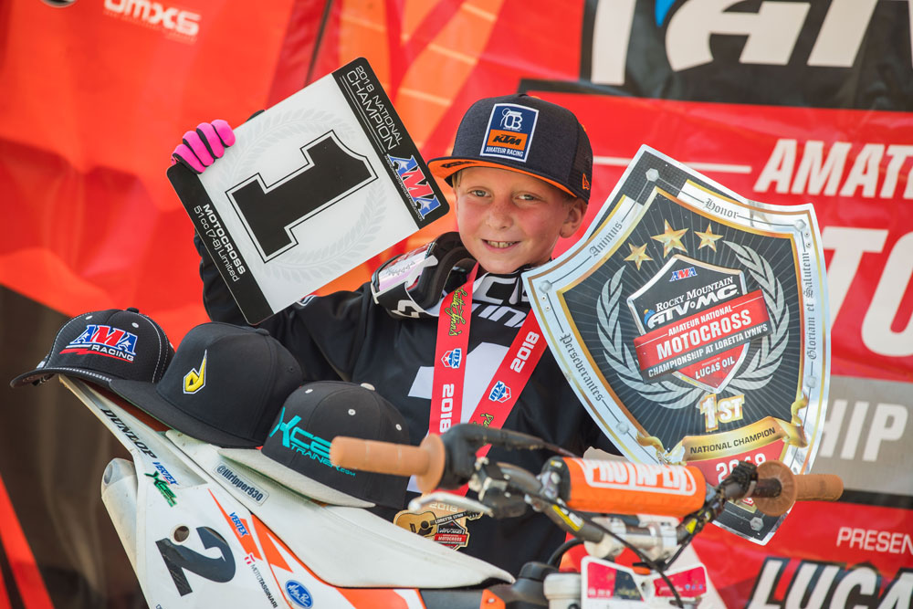 Seth Dennis was the 51cc (7-8) Limited runner up last year. This time he grabbed the number 1 plate with 2-1-1 moto scores.