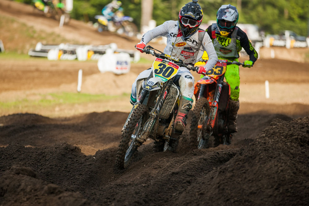 Jalek Swoll (30) and Pierce Brown battled all week long. Brown won three motos and set the fastest lap time of the week (one minute, 51 seconds) but Swoll took both class titles home with him to Florida.