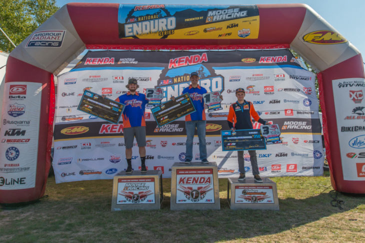 Stewart Baylor (center) won the Loose Moose National Enduro in Pennsylvania.