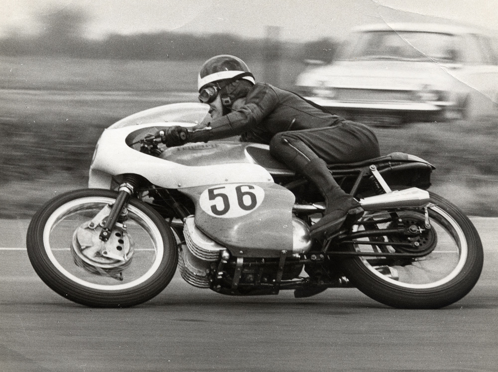 Triumph last competed in Grand Prix racing when factory tester Percy Tait (seen here at Thruxton) finished second to Giacomo Agostini’s MV Agusta triple on his 500 Daytona twin in the 1969 500cc Belgian GP run on the ultra-fast Spa-Francorchamps circuit. He was the only rider not to be lapped by the Italian world champion!