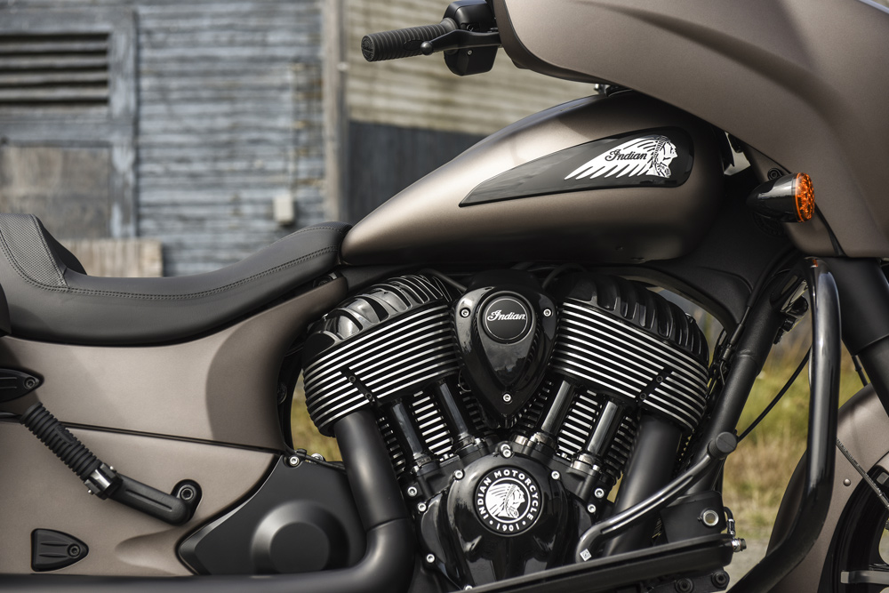 Black motor with chrome cooling fins looks brilliant in the metal.