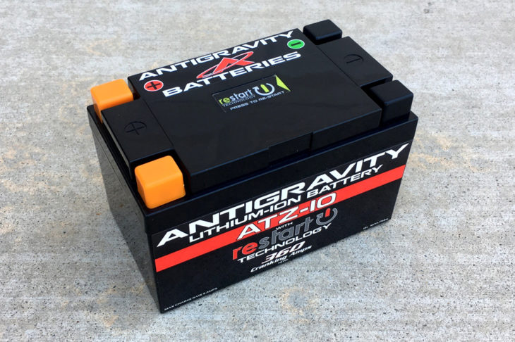 Antigravity’s Re-Start lithium-ion battery features a Battery Management System. Why do you care? Because it means you’ll still be able to start your bike even if the battery goes dead.