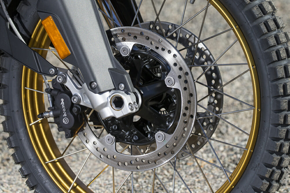 ABS comes standard with the 850, but the knobby tires are an extra.
