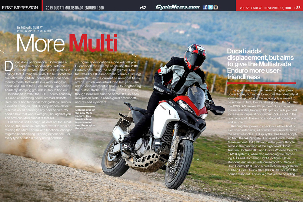 Ducati adds displacement, but aims to give the Multistrada Enduro more user-friendliness