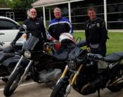 Best job interview ever. Hugh Charvat, new CEO of Motorsport Aftermarket Group (center), joined Board Member Mike Buettner (left) and J&P Cycles President Zach Parham for a ride in Dallas during his interview process.