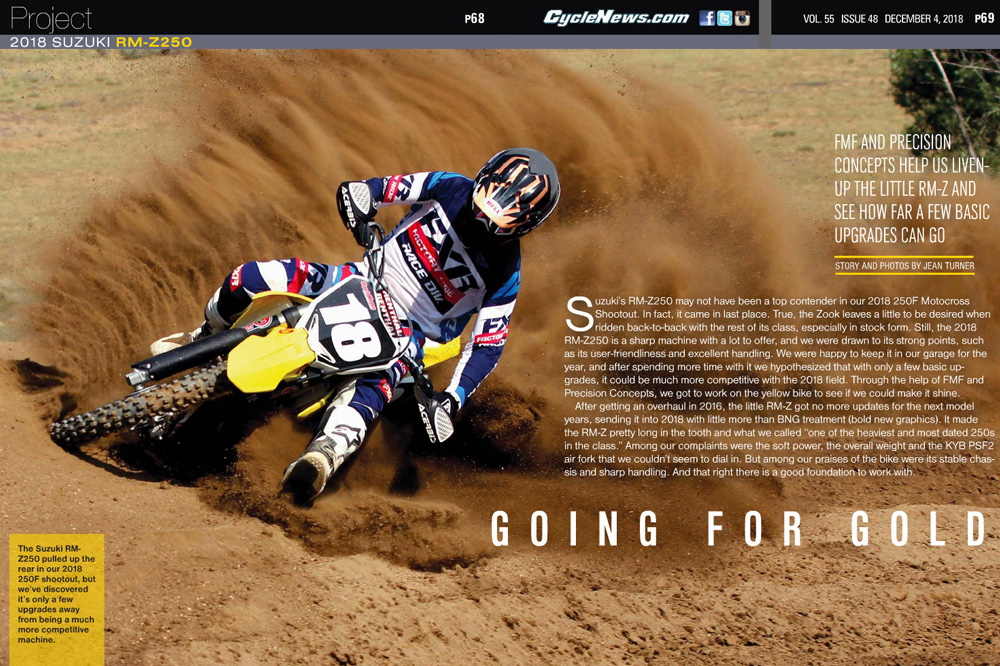 2018 Suzuki RM-Z250 | Project Bike | FMF and Precision Concepts help us liven-up the little RM-Z and see how far a few basic upgrades can go.