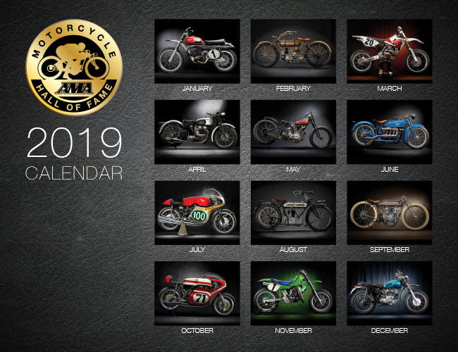 2019 AMA Motorcycle Hall of Fame Wall Calendar