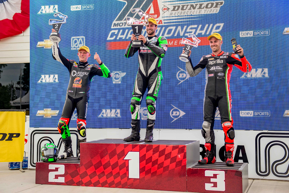 Third place for DiBrino at the 2018 Road America Stock 1000 event behind winner Shane Richardson and Andrew Lee.
