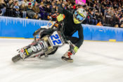 Jeremy Orr gets low in turn one on his way to a first-place finish.