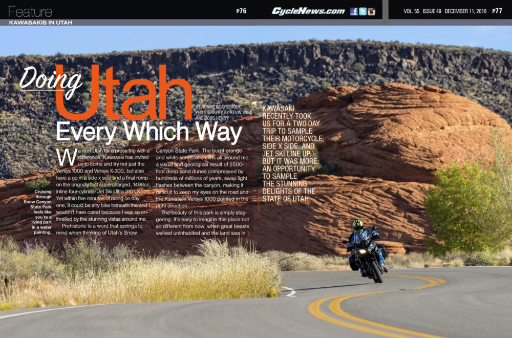 Kawasaki recently took us for a two-day trip to sample their motorcycle, side-by-side and Jet Ski line up, but it was more an opportunity to sample the stunning delights of the state of Utah
