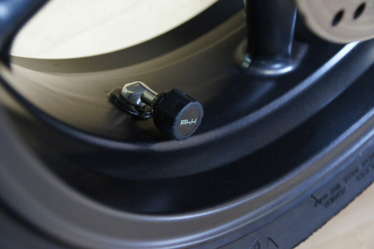 The BLU TPMS tire-pressure monitoring system provides riders with vital tire information in near real-time.