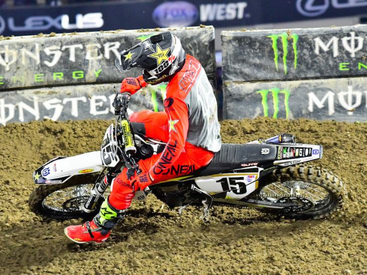 Dean Wilson led much of the 450SX main at Anaheim 1.