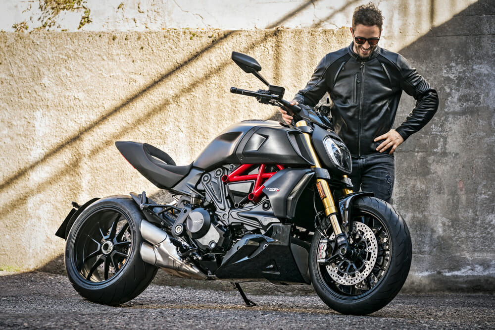 Ducati MotoGP rider Andrea Dovizioso and the Ducati Diavel 1260R.