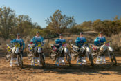 The 2019 3Bros / SRT / Husqvarna Racing team riders pose with their motorcycles.