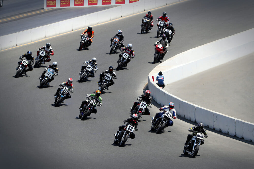 Gauvin heads the field into turn one at Sonoma. The roar from these old air-cooled beasts is really something else.