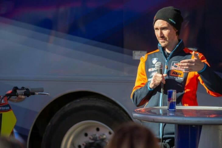 Red Bull KTM Flat Track team Chris Fillmore microphone Red Bull KTM Flat Track team Chris Fillmore microphone
