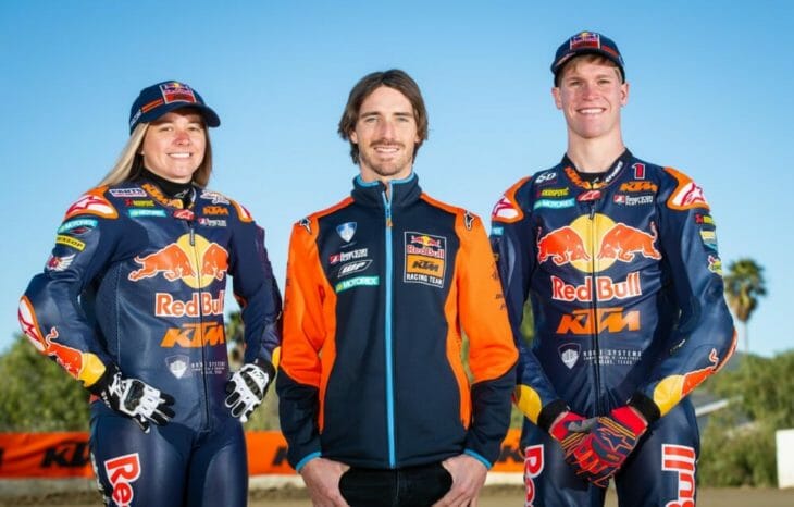 Red Bull KTM Flat Track team Shayna Texter, Chris Fillmore, Dan Bromley