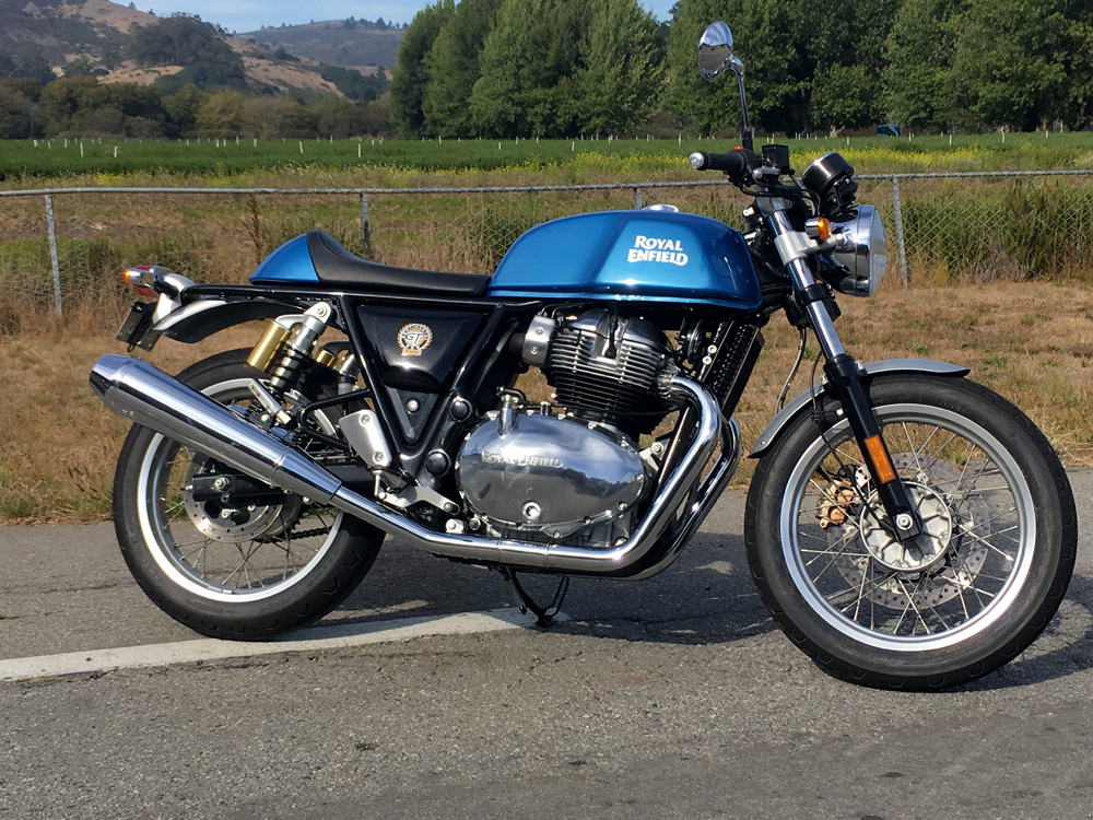 The 2019 Royal Enfield Continental GT 650 in blue.