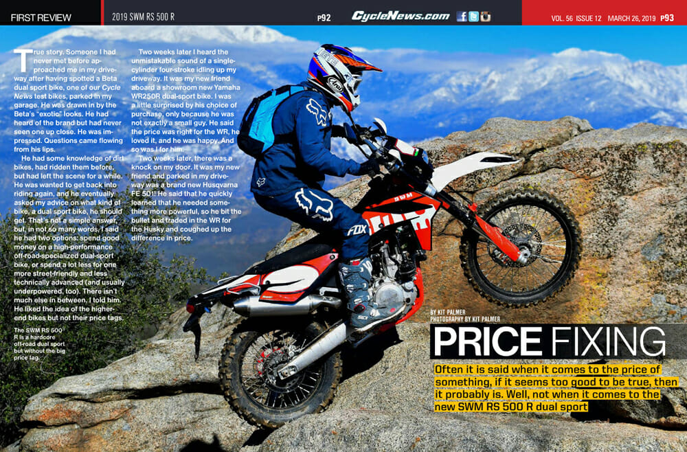The SWM RS 500 R is a hard-core off-road dual sport but without the big price tag.