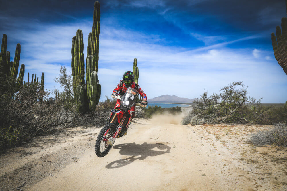 Monster Energy Honda Team’s American rider Ricky Brabec claimed victory in the Sonora Rally after dominating the race held in the desert of north-western Mexico.