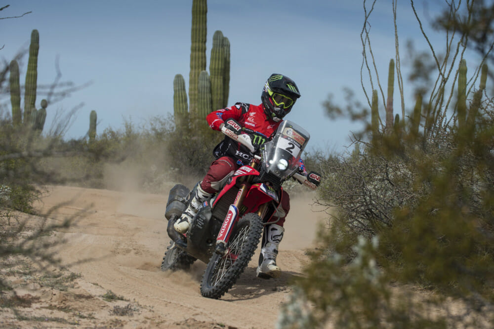 Monster Energy Honda Team’s American rider Ricky Brabec claimed victory in the Sonora Rally after dominating the race held in the desert of north-western Mexico.