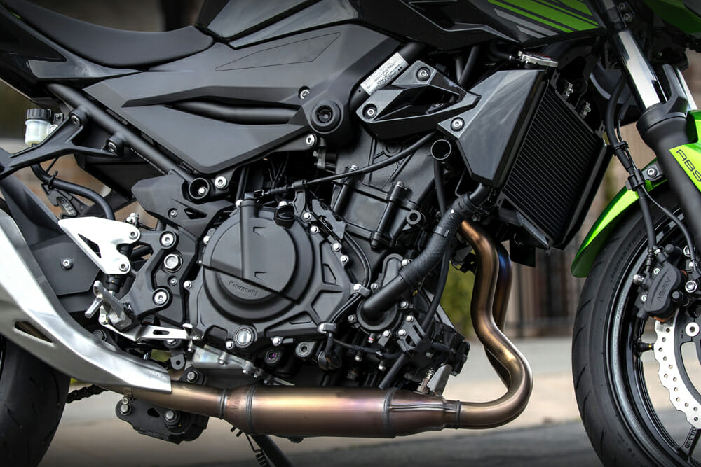 The 2019 Kawasaki Z400 ABS has a parallel-twin engine.