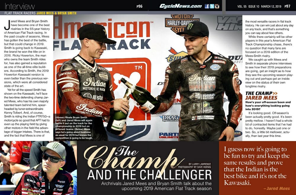 Arch-rivals Jared Mees and Bryan Smith talk to Cycle News about the upcoming 2019 American Flat Track season