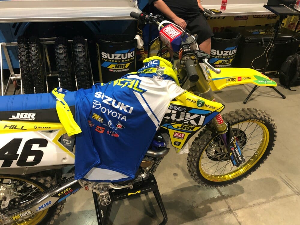 The Suzuki plastics from both Chad Reed and Justin Hill's bikes, along with Justin Hill's jersey will be signed and donated