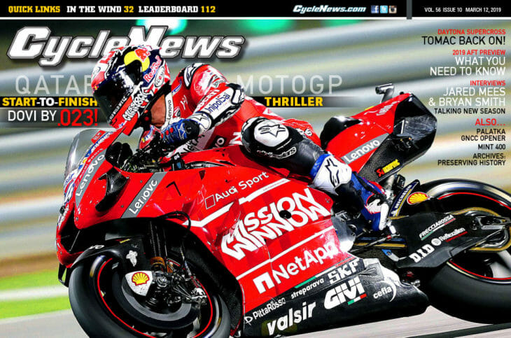 Latest issue of Cycle News magazine, March 12, 2019