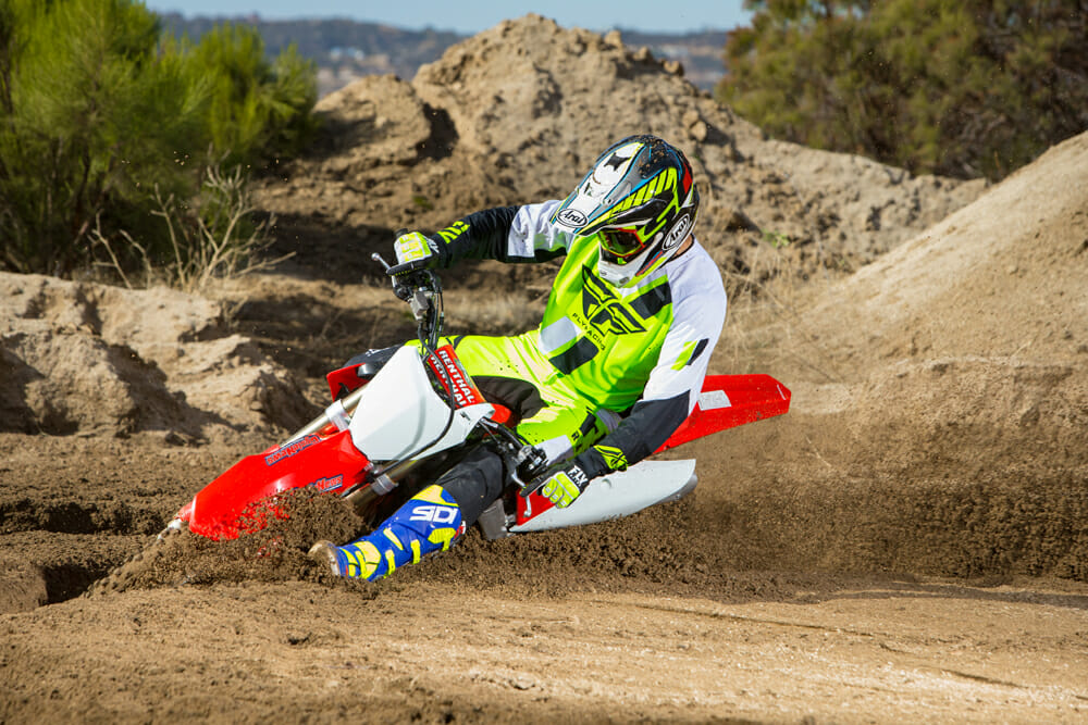 The 2019 Honda CRF250RX feels right at ease both on the trail and on the track.