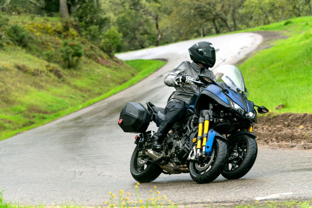 The 2019 Yamaha Niken GT is confidence-inspriring in the rain.