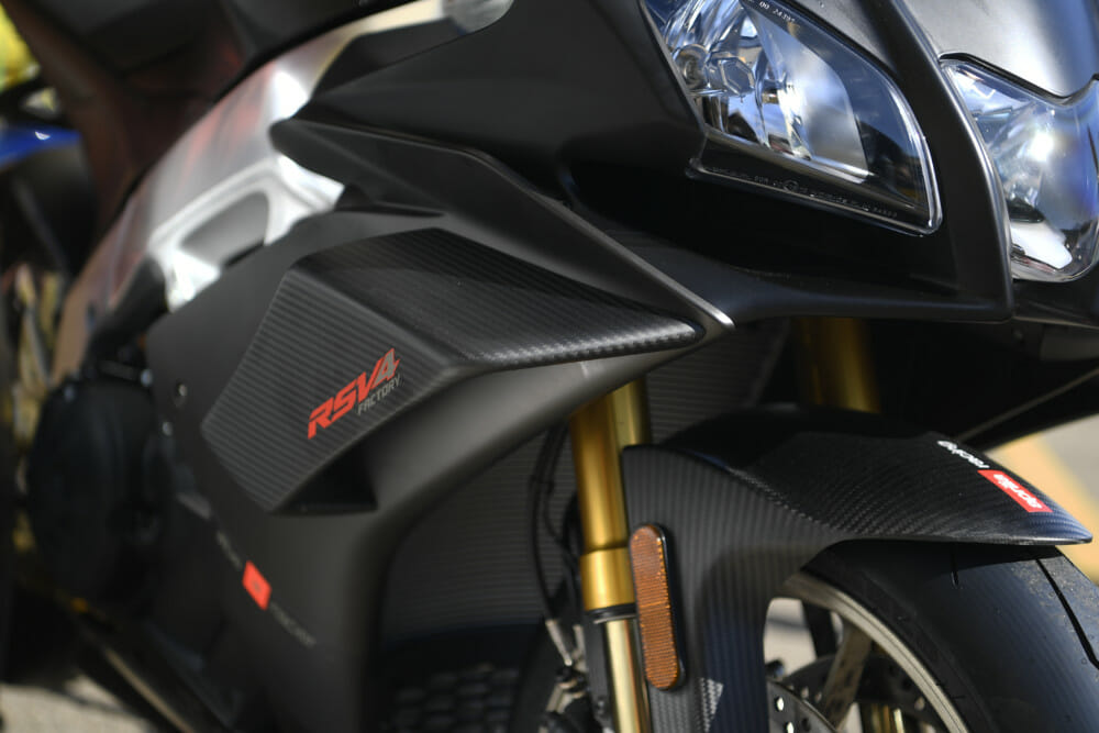 Forget Red Bull. Aprilia gives you real wings! At 186 mph, you’ll get 17 pounds of downforce on the front end.