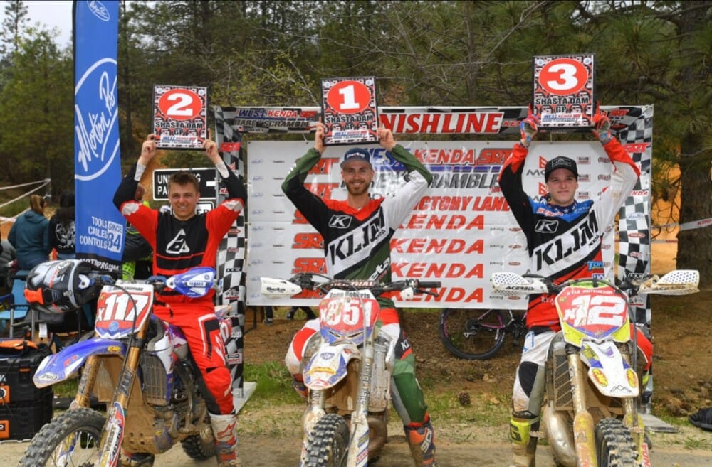 The Pro 250 podium was topped by Factory Beta's Zane Roberts next to Dillon Sheppard in 2nd and Kyle Hutcheson in 3rd at the Shasta Dam Grand Prix.