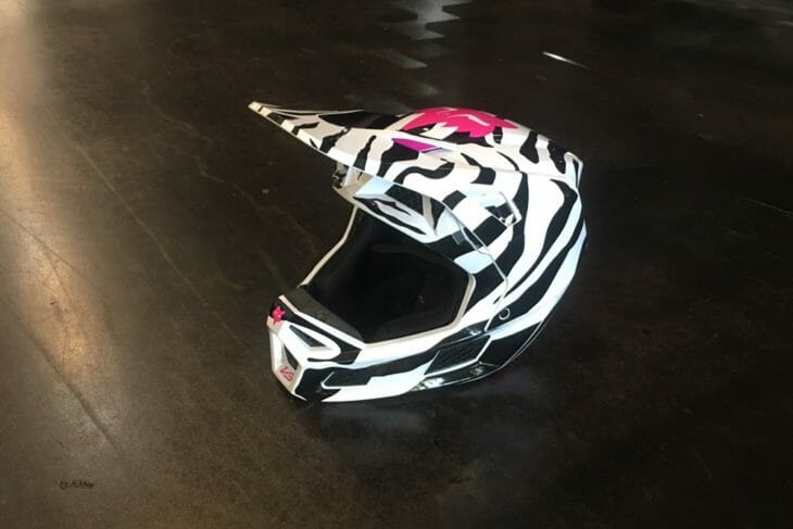 Fox V3 Helmet Zebra graphic.