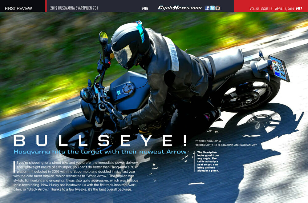 Husqvarna hits the target with its newest Arrow, the 2019 Husqvarna Svartpilen 701