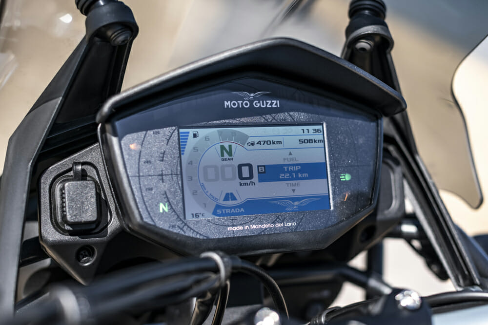 The 2019 Moto Guzzi V85TT has an all new dash.