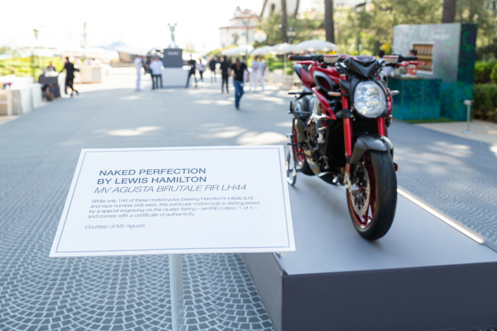 MV Agusta donated “Lewis Hamilton” limited-edition Brutale auctioned off at amfAR yearly gala in Cannes on May 23