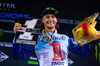 Dylan Ferrandis, 250SX West champion, 2019 Monster Energy AMA Supercross, an FIM World Championship. Photo by Jeff Kardas