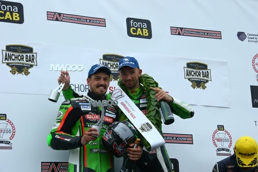Irwin and Hillier on the North West 200 Superbike podium
