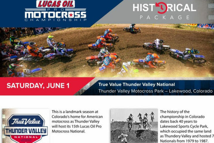 Pro MX Thunder Valley National Historic Notes Package